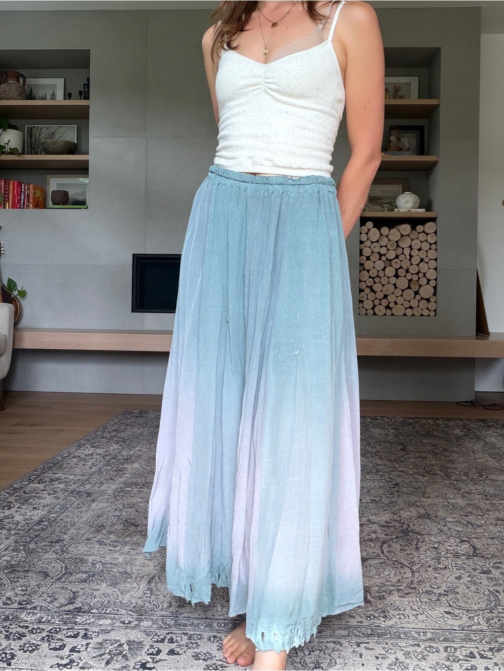 Vintage Fairycore blue and lilac maxi skirt small medium